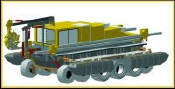 The transport trailer conversion can carry large amounts of dredge tubing and other necessary equipment required to facilitate a dredging operation. 